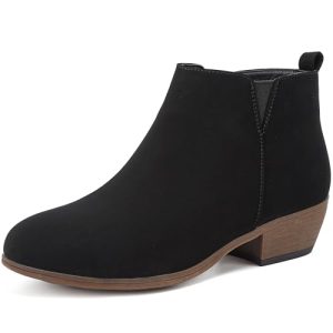 Women’s Ankle Boots Low Heels Short Booties Casual Comfortable Chunky Boots Round Toe With Side Zipper